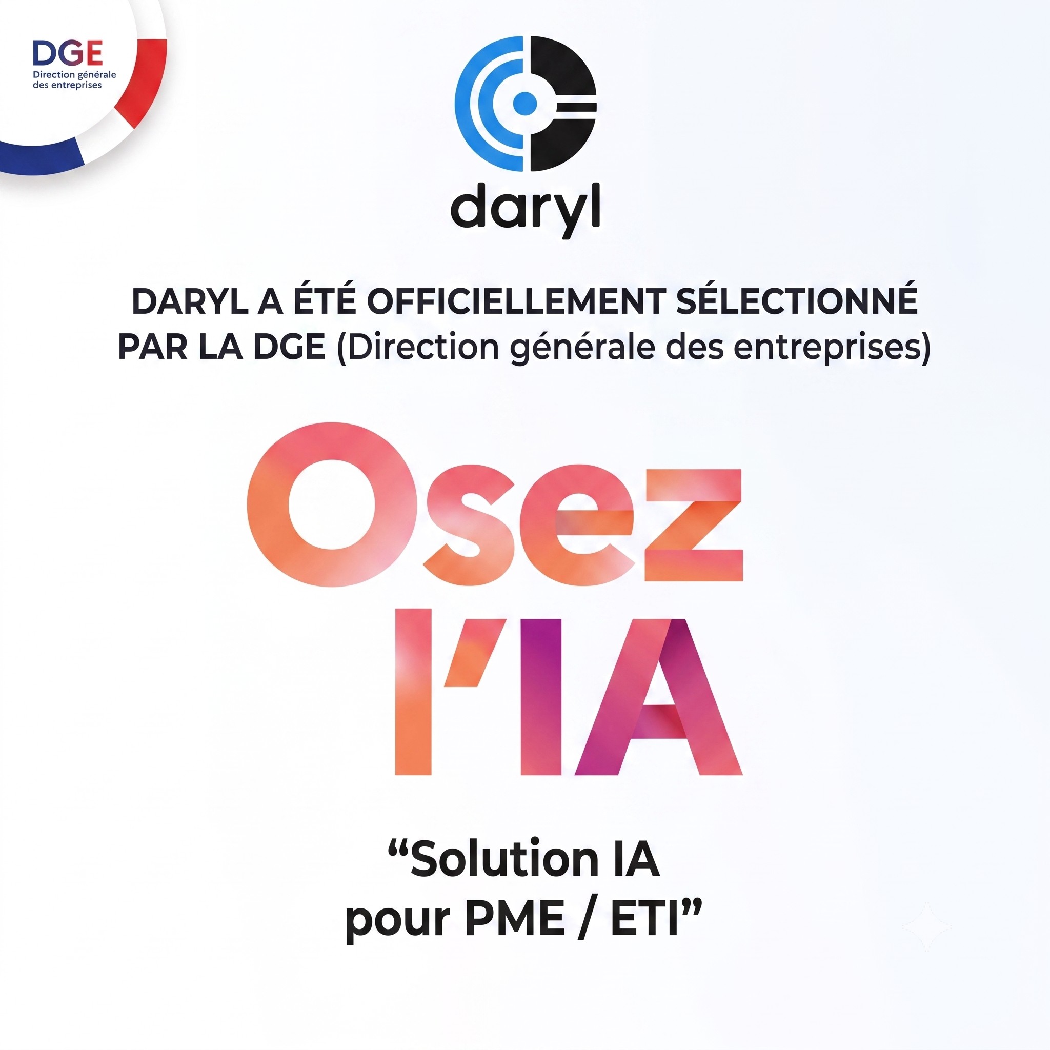 DARYL référencé par la DGE parmi les solutions d'IA validées pour les PME et ETI